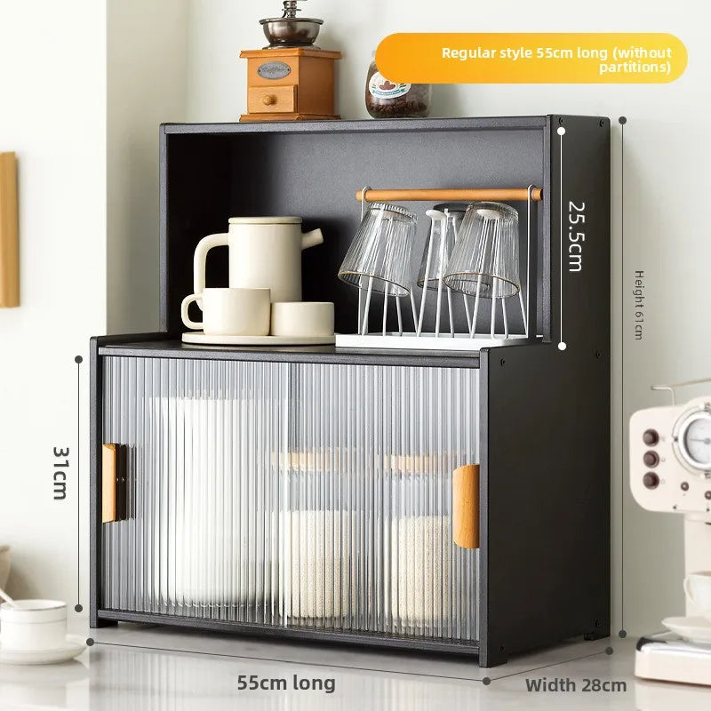 meuble rangement tasses bols bois noir moderne cuisine buffet