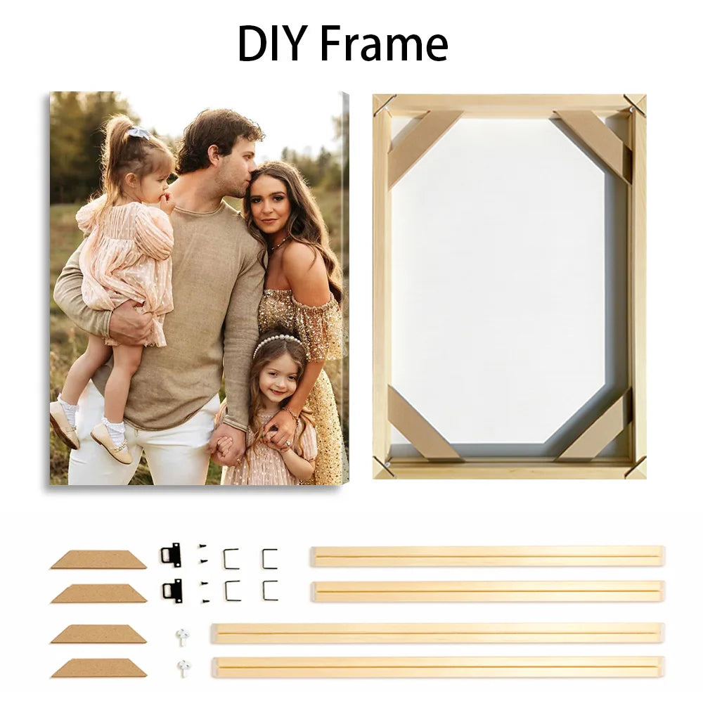 toile d'art moderne image famille automne multicolore clips cadre bois DIY affiche sans cadre