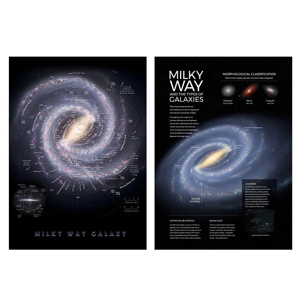 affiche moderne galaxie univers décoration murale toile étoiles paysage informatif textes fleurs