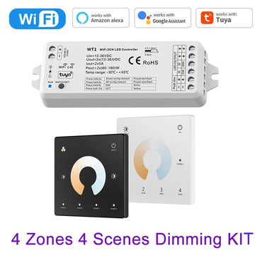 contrôleur éclairage led blanc moderne variateur zones tactile 12v 24v 36v wlan rf 4096