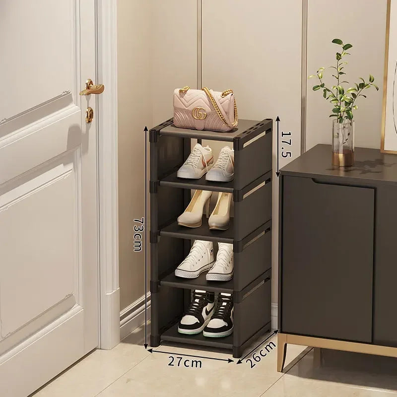 étagère chaussures moderne rangement noir blanc réutilisable simple fixations incluses