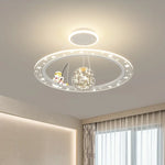 suspension lumineuse moderne astronaute étoiles blanche dorée bleue anneaux concentriques