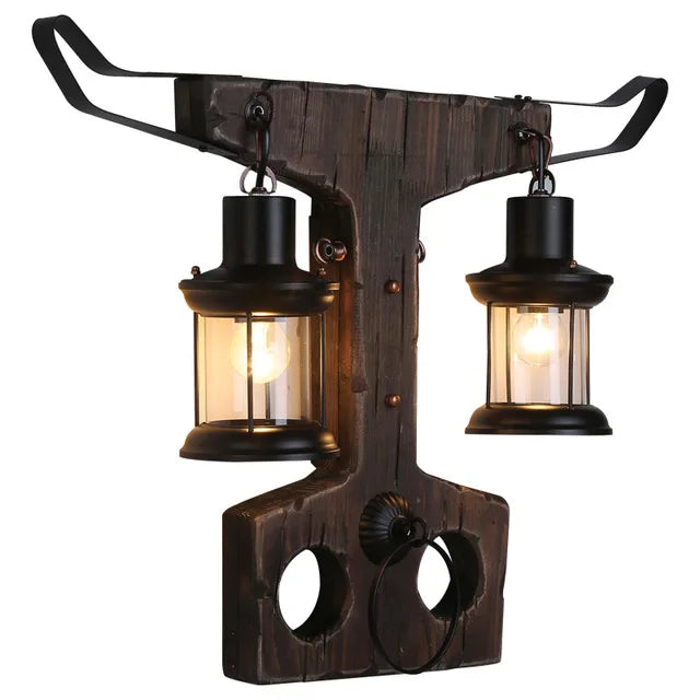 suspension lumineuse bois naturel ampoule filament industriel rustique verre translucide
