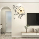horloge murale moderne visage féminin fleurs minimaliste salon chambre
