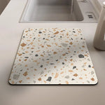 tapis séchage vaisselle gris effet terrazzo absorbant antidérapant cuisine évier moderne