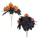 décoration halloween citrouille feuilles noires bouquet artificiel soie vase tableextérieur 32cmbranches