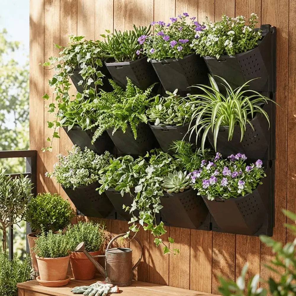 support mural plantes vert noir blanc moderne minimaliste perforations plastique lisse