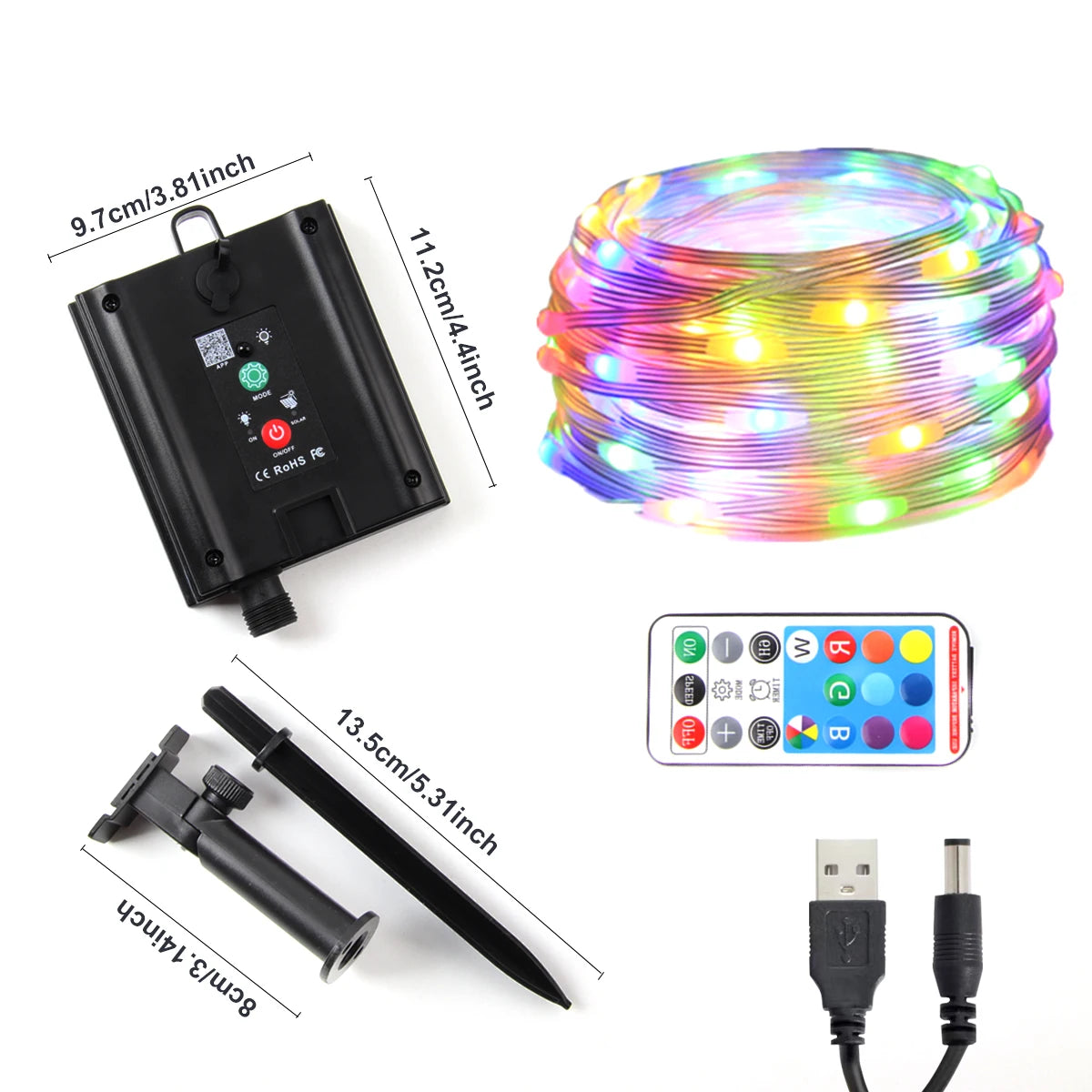 lampe led solaire multicolore moderne fil cuir tringle télécommande contrôleur lumière