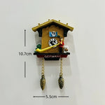 horloge pendule alpine animaux paysages aimants réfrigerateur texte traditionnel