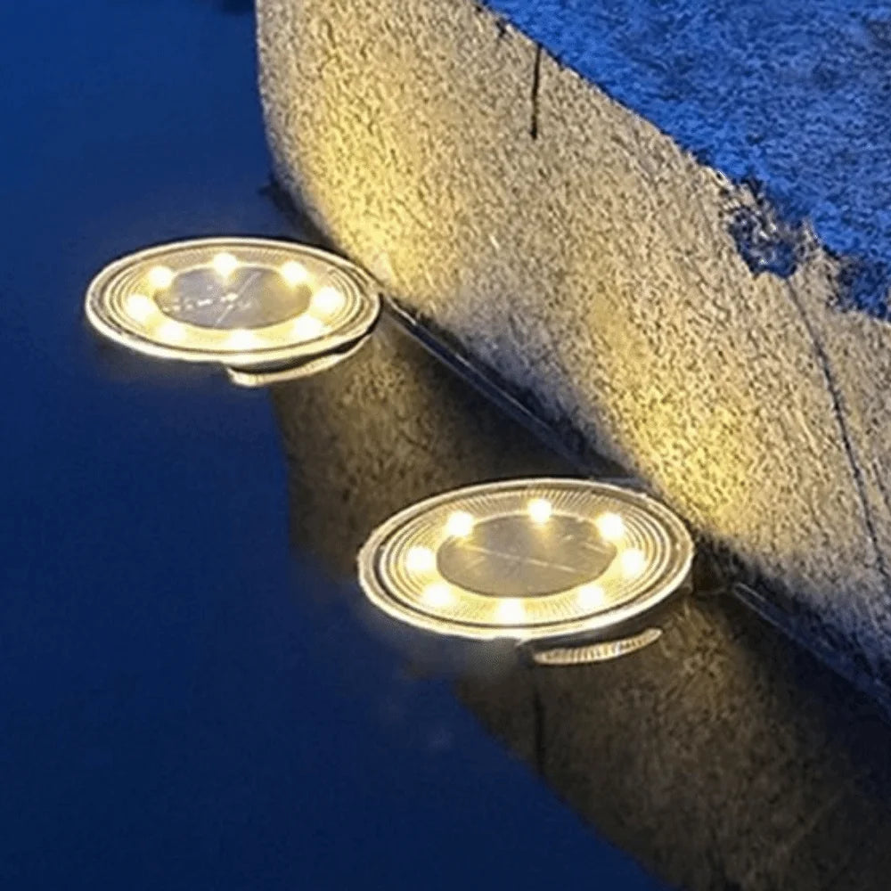 lampe solaire extérieure led argentée moderne facile ip68 étanche lumière chaude blanc