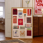 affiche rétro collage matchbox multicolore deco salon chambre vertical 30x40cmOpaque