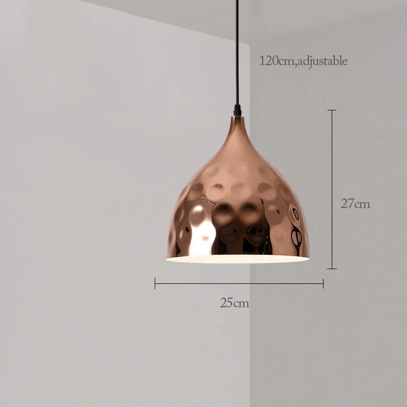 suspension lumineuse moderne rose doré brillante métallique câble noir éclairage scandinave e27