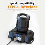 lampe frontale led rechargeable tissu points blancs mode highlight flash trois réglages ceinture ajustable