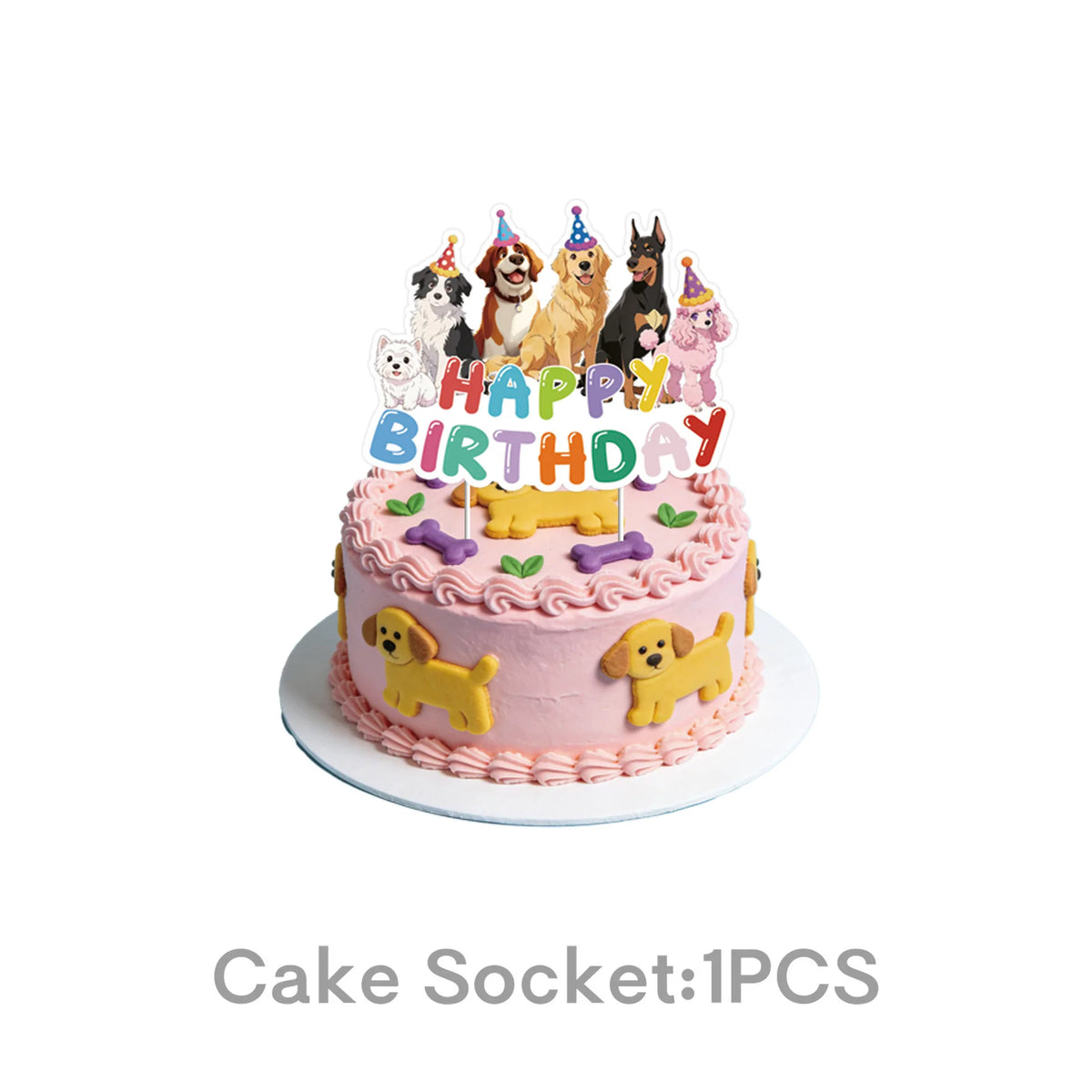 décoration anniversaire chien kit support gâteau toppers cupcakes bannière spirales fête enfant multicolore