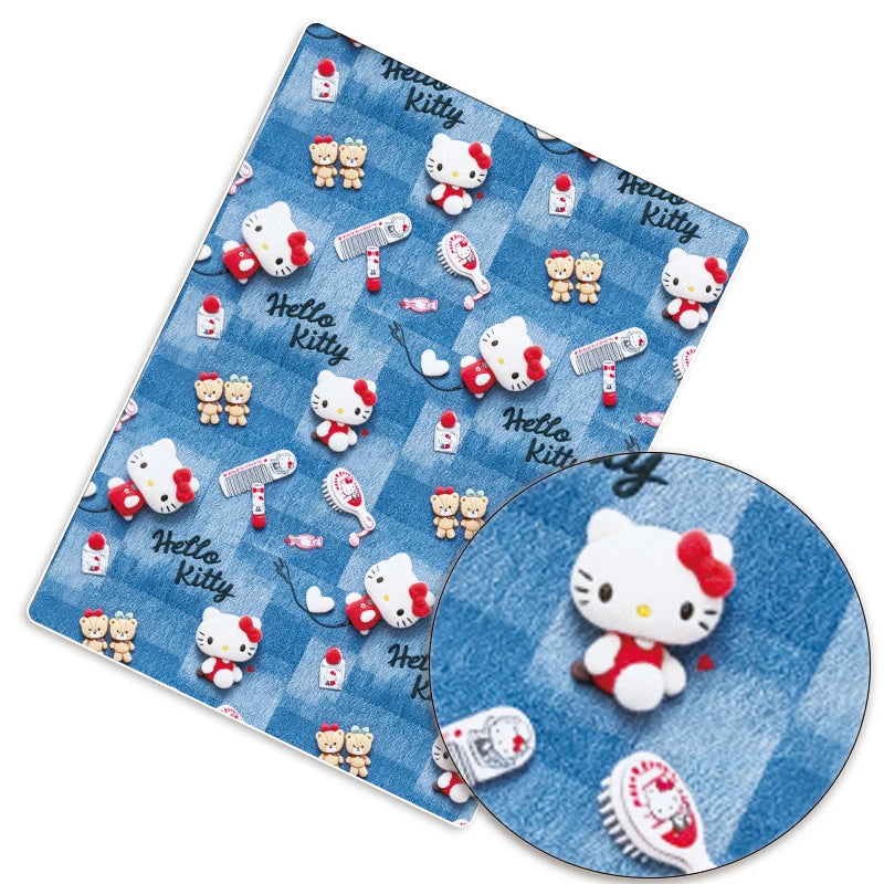 serviettes hello kitty patchwork coton polyester bleu blanc rouge jaune enfantines decoratives opaques