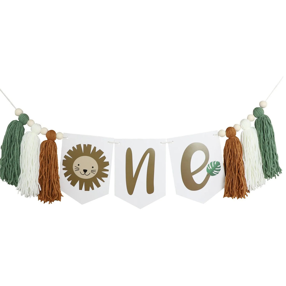 guirlande vert pompons animaux couronne décoration enfant moderne chambre bébé anniversaire festif