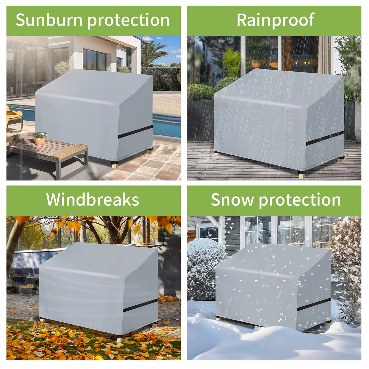 housse banc jardin gris moderne imprimé gouttes d'eau velcro drawstring buckles protection extérieure