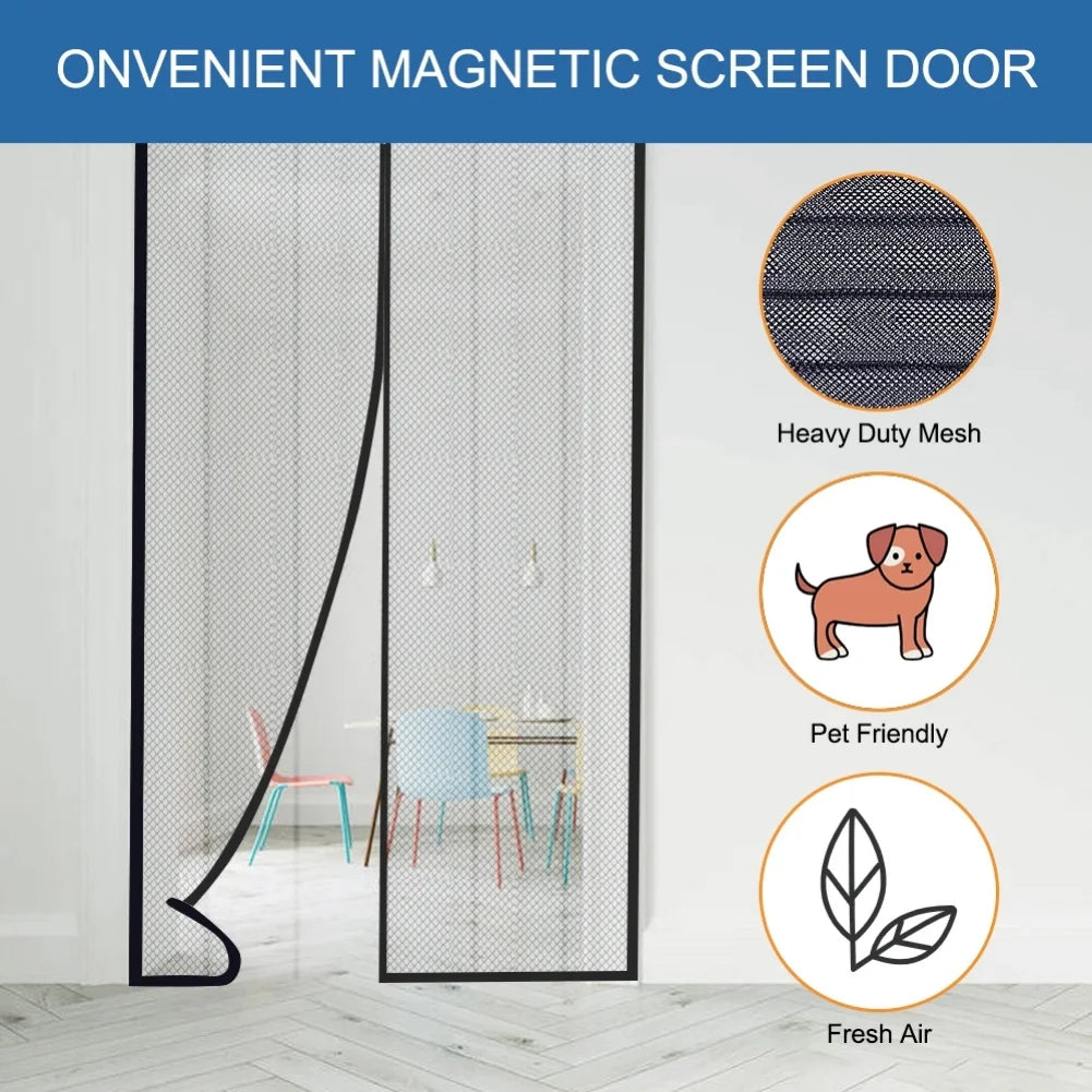 rideau porte anti moustiques noir maille fine moderne auto adhésif 80x210cm magnetic