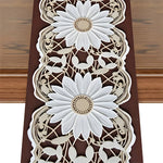 nappe décorative motif tournesols floral marron foncé beige blanc table mariage fête