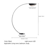 lampe sol moderne led noir arc métal interrupteur bouton haute qualité chambre salon