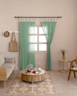 rideaux translucides texturés bohèmes vert menthe bleu 90x180cm 90x200cm tringle liens
