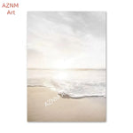affiches art minimaliste paysages marins plumes feuilles beige blanc gris bleu clair toile opaques