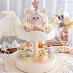 présentoir desserts classique blanc décorations florales cupcakes macarons tournant support gâteaux central individuels plateaux