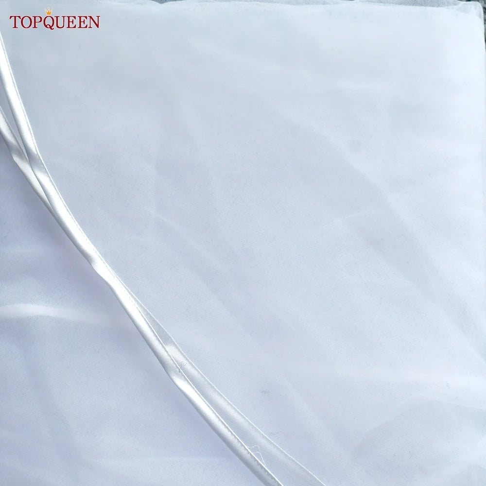 voile mariée blanc deux couches bord ruban classique soirée mariage translucent