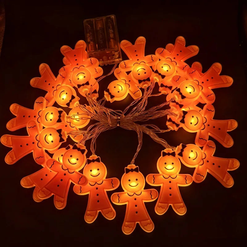 guirlande lumineuse noël père noël souriant orange noeuds papillons led festif