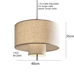 lampe suspendue tissu fini moderne beige clair salon chambre restaurant lumière