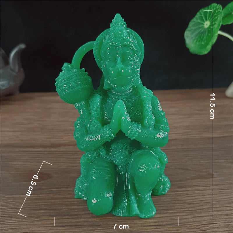 statue hanuman dieu singe bronze details sculptés decoration religieuse traditionnelle hindoue massue ornée