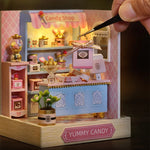 miniature magasin vintage bois artisanale diy bacs fruits légumes viandes sucreries pâtisseries