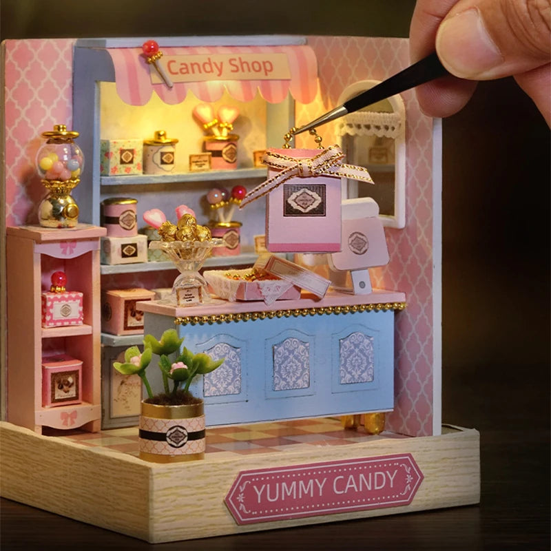 miniature magasin vintage bois artisanale diy bacs fruits légumes viandes sucreries pâtisseries