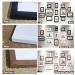 cadres photo bois teak noir blanc modernes minimalistes différents grille positionnement