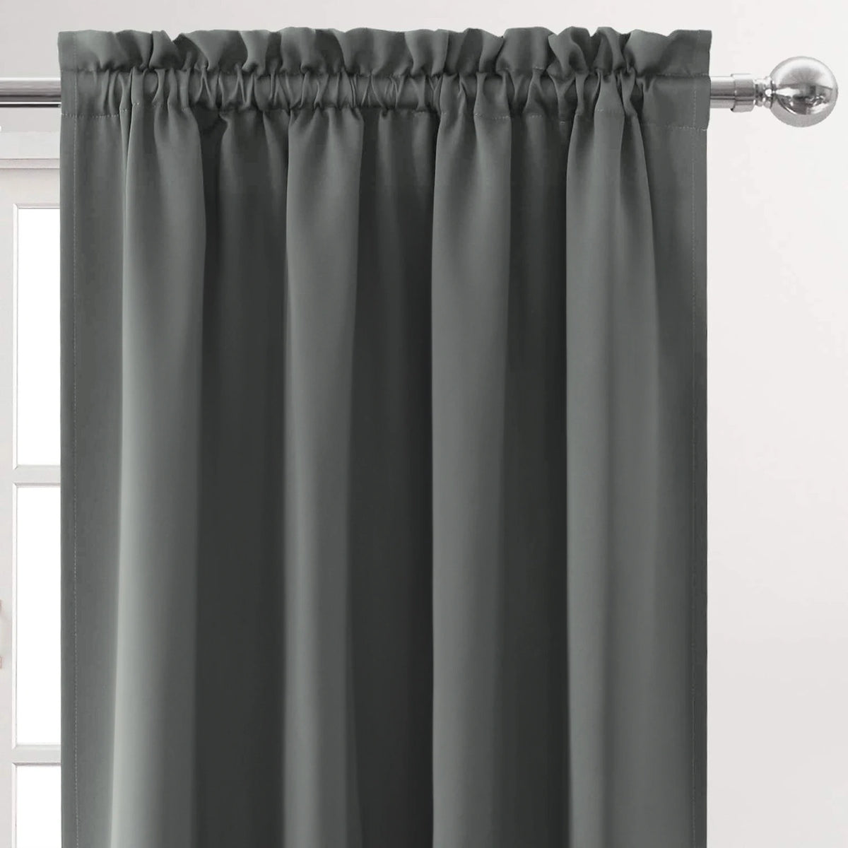 rideau blackout moderne uni noir fenêtre intégré anneaux chambre salonpaque opaquet polyester