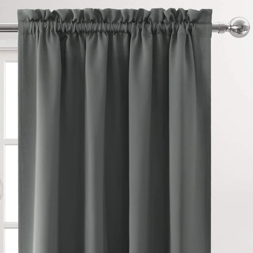 rideau blackout moderne uni noir fenêtre intégré anneaux chambre salonpaque opaquet polyester