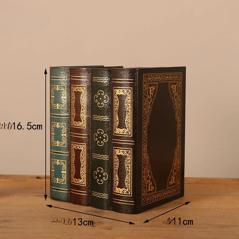 boîtes rangement vintage ornements livre décorative réutilisables ornement doré motifs géométriques