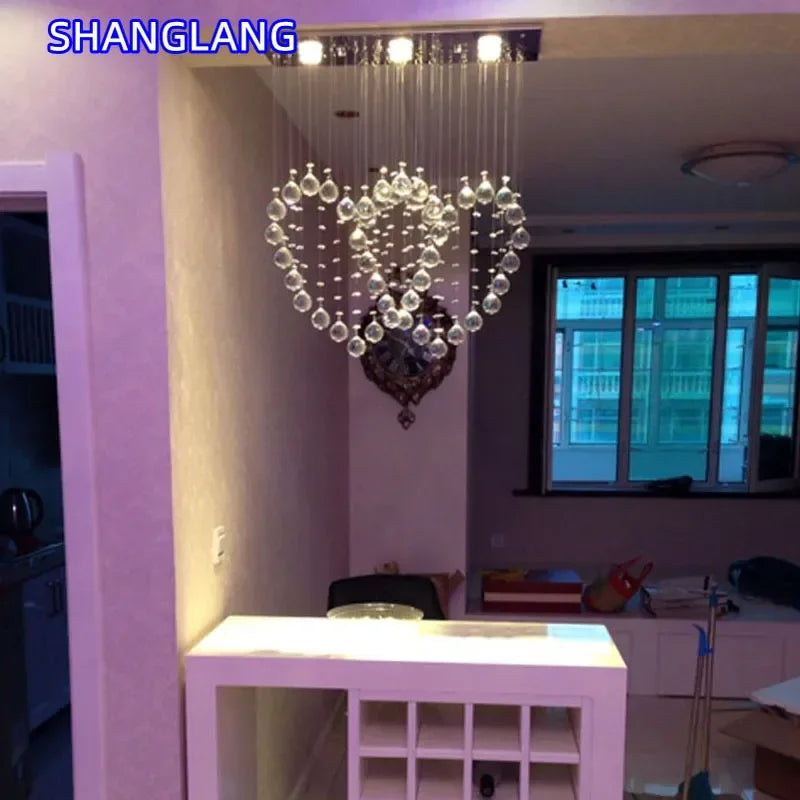 suspension lumineuse moderne coeur transparente salle manger chambre lumière chaude 3000K
