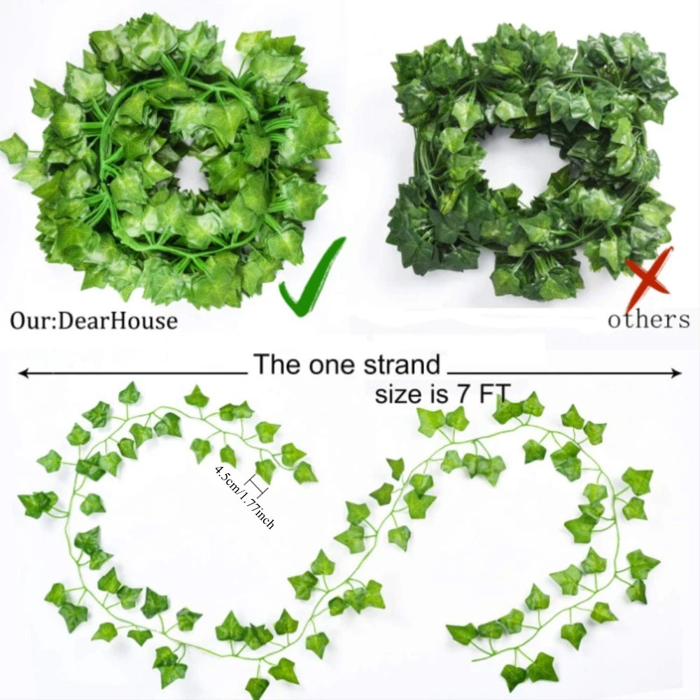 décoration extérieure guirlande artificielle feuilles lierre vertes naturel résistance uv accrochage facile fête mariage