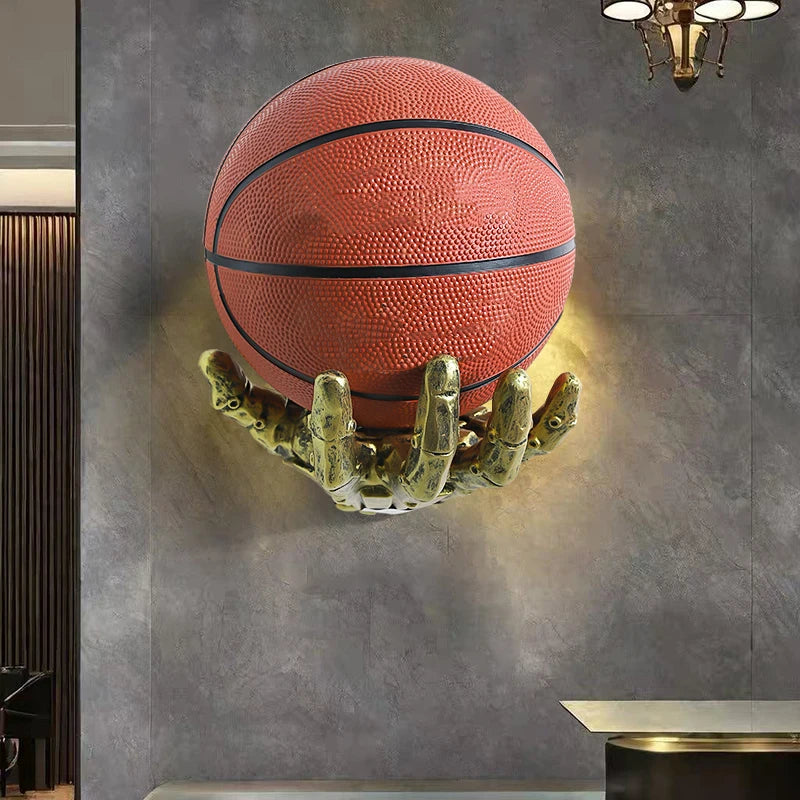 balle basket ball orange noire texture rugueuse moderne support mur rack.storage respectueux environnement