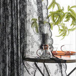 rideau voilage dentelle florale blanc noir bohème romantique tringle rideau