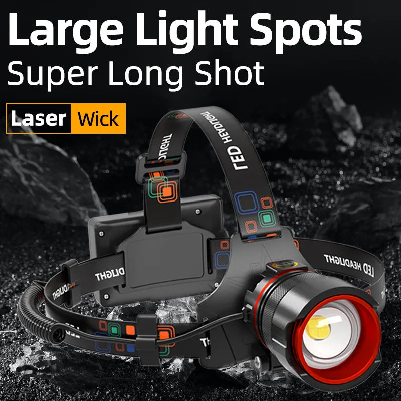 lampe frontale led rechargeable zoom réglable détecteur mouvement étanche noir rouge gris