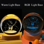 veilleuse boule cristal galaxie saturne transparente base bois minimaliste led éclairage maison decoration