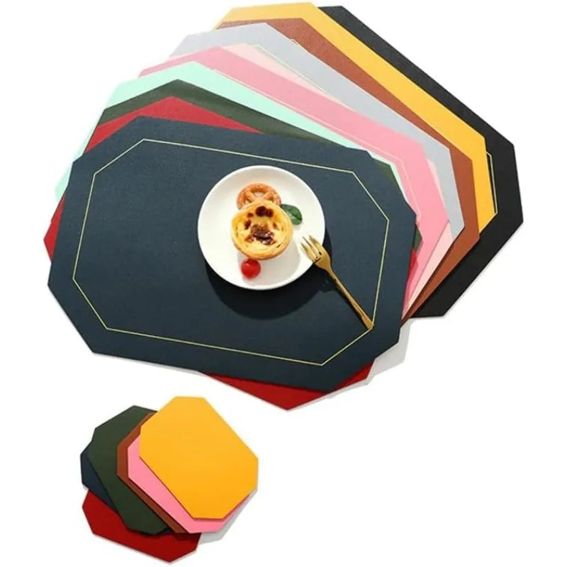 tapis table moderne noir vert lignes dorées 43x30cm serviettes assiettes fourchettes