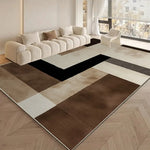 grand tapis salon moderne motif ondulé bleu beige noir doux polyester chambre intérieur maison