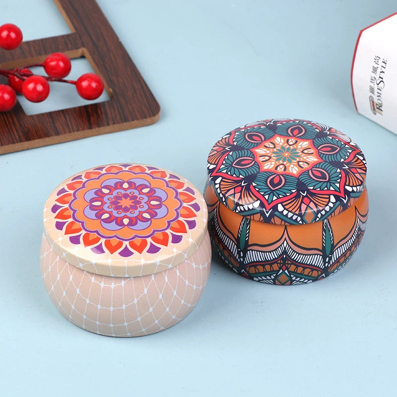 boîte ronde rangement cosmétique décorative motif floral boho chic pot stockage bijoux maquillage