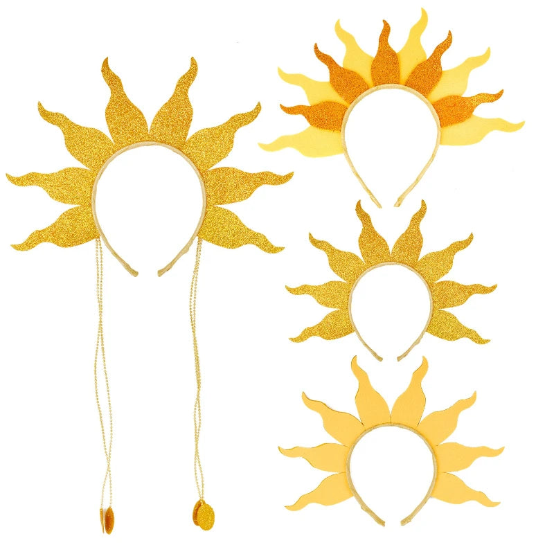 couronne solaire jaune rayons brillants élastique festif anniversaire mariage carnaval noël valentin Halloween