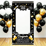 décoration photo graduation motif diplômes étoiles ballons festif noir or blanc