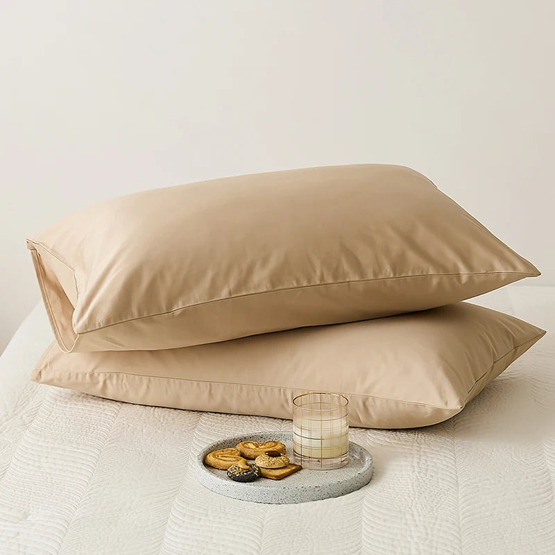 taies d'oreiller coton égyptien gris uni haute qualité maison 48x74cm respectueux environnement
