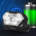 lampe frontale led rechargeable noir blanc rubans jaunes mode ajustable camping plein air travail